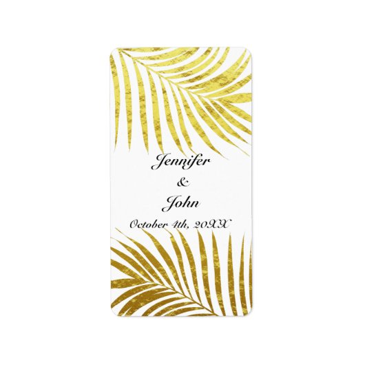 Palm Tree Foliage Gold Foil Blätter Hochzeiten Wei Adressaufkleber (Vorne)