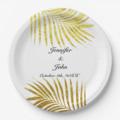 Palm Tree Foliage Gold Foil Blätter Hochzeiten Wei Pappteller (Vorderseite)