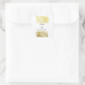 Palm Tree Foliage Gold Foil Blätter Hochzeiten Wei Quadratischer Aufkleber (Tasche)