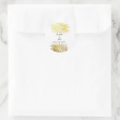 Palm Tree Foliage Gold Foil Blätter Hochzeiten Wei Runder Aufkleber (Tasche)