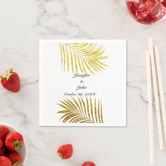 Palm Tree Foliage Gold Foil Blätter Hochzeiten Wei Serviette (Beispiel)