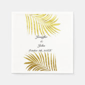 Palm Tree Foliage Gold Foil Blätter Hochzeiten Wei Serviette (Vorderseite)
