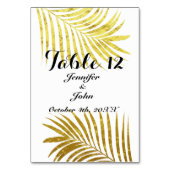 Palm Tree Foliage Gold Foil Blätter Hochzeiten Wei Tischnummer (Rückseite)