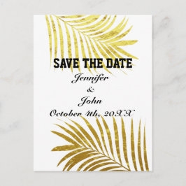 Palm Tree Foliage Gold Foil Blätter Save the Date Postkarte