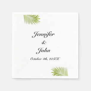 Palm Tree Foliage Green Watercolor Blätter Hochzei Serviette
