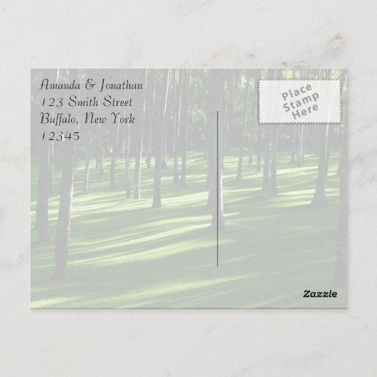 Palm Tree Forest Danke Postkarte (Rückseite)