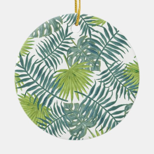 Palm Tree Fronds malen hawaiianische Printwerbung Keramikornament (Vorne)