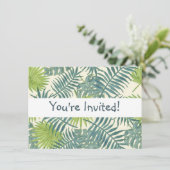 Palm Tree Fronds malen hawaiisch Einladung (Stehend Vorderseite)