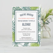 Palm Tree Fronds malen hawaiisch Einladung (Stehend Vorderseite)