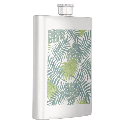 Palm Tree Fronds malen hawaiisch Flachmann (Rechts)