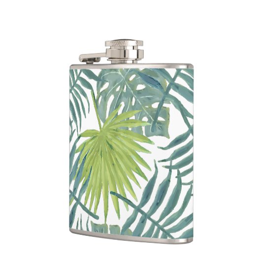 Palm Tree Fronds malen hawaiisch Flachmann (Links)