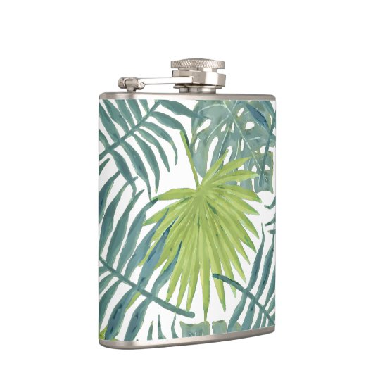 Palm Tree Fronds malen hawaiisch Flachmann (Rechts)