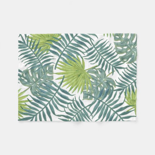 Palm Tree Fronds malen hawaiisch Fleecedecke (Vorderseite (Horizontal))