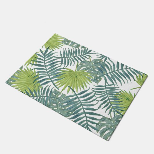 Palm Tree Fronds malen hawaiisch Fußmatte (Schrägansicht)