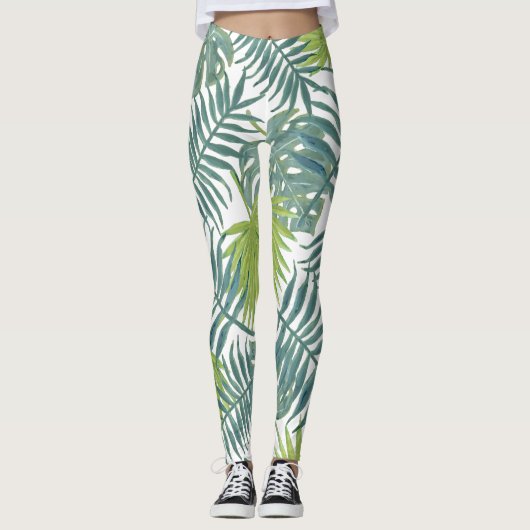 Palm Tree Fronds malen hawaiisch Leggings (Vorderseite)