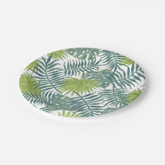 Palm Tree Fronds malen hawaiisch Pappteller (Schrägansicht)