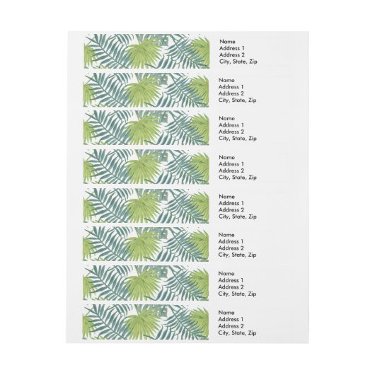 Palm Tree Fronds malen hawaiisch Rundum-Adressaufkleber (Bogen)