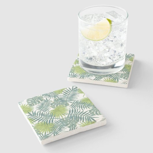 Palm Tree Fronds malen hawaiisch Steinuntersetzer (Seitenansicht)