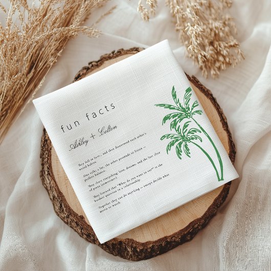 Palm Tree Fun Facts About The Newlyweds Wedding  Serviette