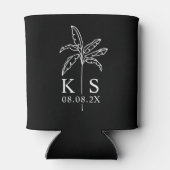 Palm Tree für kundenspezifische Monogramm-Hochzeit Dosenkühler (Rückseite)