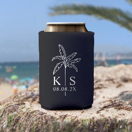 Palm Tree für kundenspezifische Monogramm-Hochzeit Dosenkühler