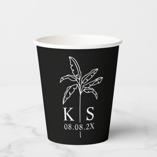 Palm Tree für kundenspezifische Monogramm-Hochzeit Pappbecher (Vorderseite)