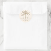Palm Tree für kundenspezifische Monogramm-Hochzeit Runder Aufkleber (Tasche)