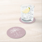 Palm Tree für kundenspezifische Monogramm-Hochzeit Runder Pappuntersetzer (Vor Ort)