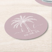 Palm Tree für kundenspezifische Monogramm-Hochzeit Runder Pappuntersetzer (Angewinkelt)