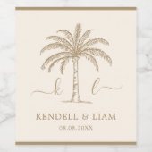 Palm Tree für kundenspezifische Monogramm-Hochzeit Weinetikett (Einzelnes Label)