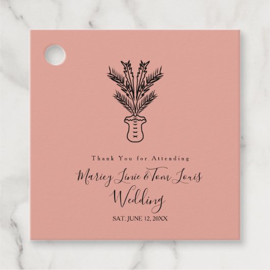 Palm Tree gegossene, handgezogene Kraft Geschenkanhänger (Vorderseite)