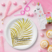 Palm Tree Gold Foil Blätter Name Einzigartige Glit Pappteller (Party)