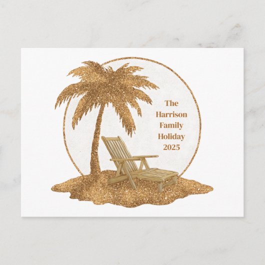 Palm Tree Gold Glitzer mit benutzerdefiniertem Tex Postkarte (Vorderseite)