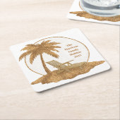 Palm Tree Gold Glitzer mit benutzerdefiniertem Tex Rechteckiger Pappuntersetzer (angewinkelt)