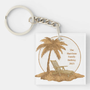 Palm Tree Gold Glitzer mit benutzerdefiniertem Tex Schlüsselanhänger