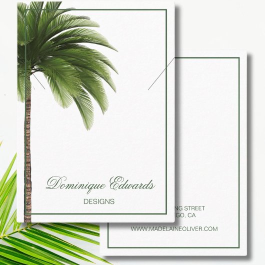 Palm Tree Green Necklace Display Business Card Visitenkarte