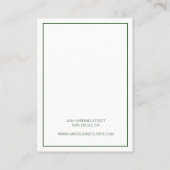 Palm Tree Green Oring Display Business Card Visitenkarte (Rückseite)