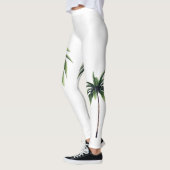 Palm Tree Green White Summer Vibes Fashion Womens Leggings (Links)