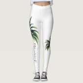 Palm Tree Green White Summer Vibes Fashion Womens Leggings (Vorderseite)