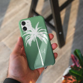Palm Tree Green White Tropical Elegant Monogram Case-Mate iPhone Hülle