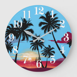 Palm Tree Große Wanduhr