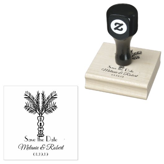 Palm Tree Hand Drawn Tropical Logo Rubber Briefmar Gummistempel (Stempel)