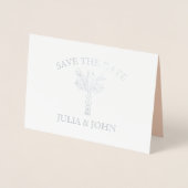 Palm Tree Hand Gezeichnet Briefe Herz Save the Dat Folienkarte (Vorderseite)