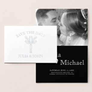 Palm Tree Hand Gezeichnet Briefe Save the Date   Folienkarte