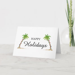 Palm Tree Happy Holidays Tropical Beach Christmas Karte