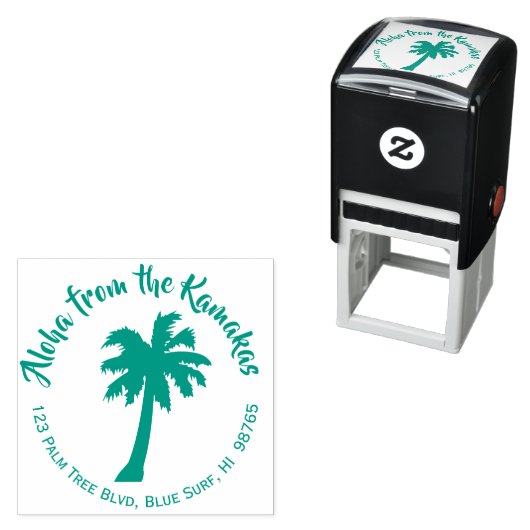 Palm Tree Hawaiian Rücksendeadresse Briefmarke Cus Permastempel (Beispiel)