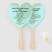 Palm Tree Heart Shaped Wedding Fan Programm Fächer (Vorne und Hinten)