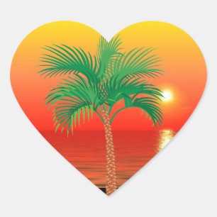 Palm Tree Heart Sticker