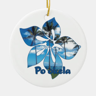 Palm Tree Hibiskus Hawaiian Ornaments Keramik Ornament