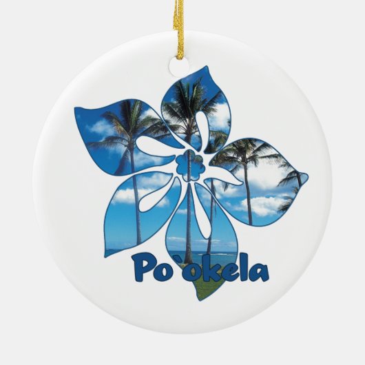 Palm Tree Hibiskus Hawaiian Ornaments Keramik Ornament (Hinten)